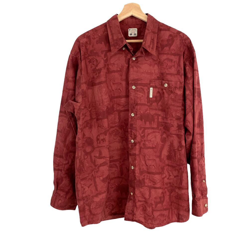 Columbia Cotton Button-Up Shirt – Red Utility Hunting – Men’s L